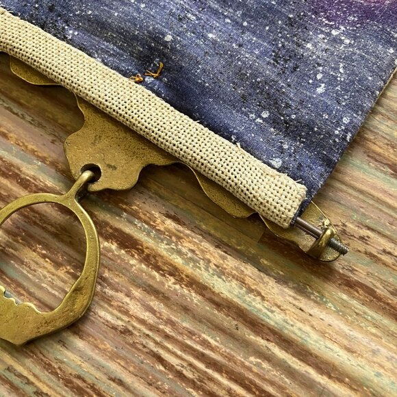 Hardanger WELCOME Bell Pull Hand Embroidered Butterfly Brass Hanger 31" - Picture 5 of 5